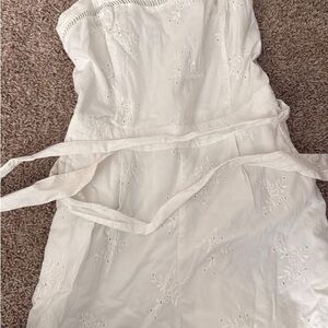 White Strapless Embroidered Dress